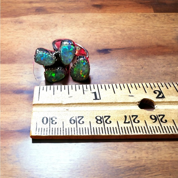 Aurora Opals in Solid Sterling Silver Flutter Ring - Picture 7 of 11